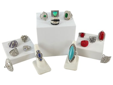 Over 15 Silver-Tone Fashion Rings