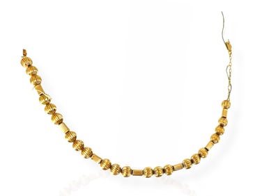 Vintage 14K Ribbed Bead Necklace