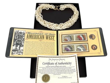 Rice Pearl Torsade w/14k Clasp & Accents and Four Stamps in Presentation Pack Celebrating the