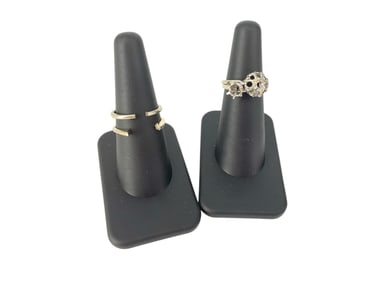 Two Scrap Gold Ring Shanks and Ring Mount Missing Stones