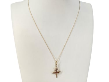 10kt Yellow Gold Necklace with 10kt Yellow Gold and Diamonds Ballerina Pendant