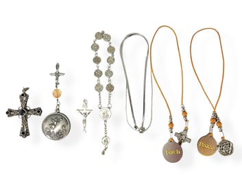 Sterling Silver Marcasite & Onyx Cross Pendant and Other Religious Jewelry