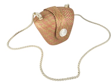 Cute Vintage "Timmy Woods" Branded Pink & Beige Straw Small Purse