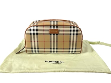 BURBERRY Medium Check Travel Pouch w/Dust Bag