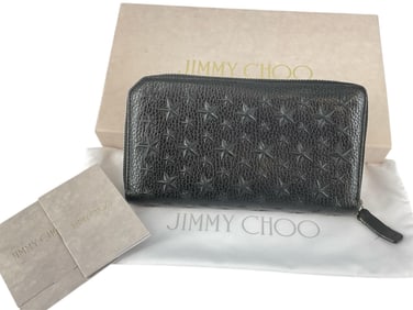 JIMMY CHOO Black Leather Wallet in Box