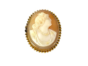 Vintage 10K Carved Shell Cameo Pin/Pendant