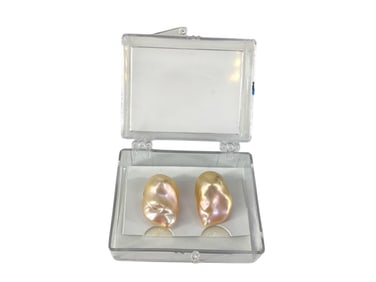 Pair of Large, Iridescent Baroque Pearl Earrings Ready to be Set