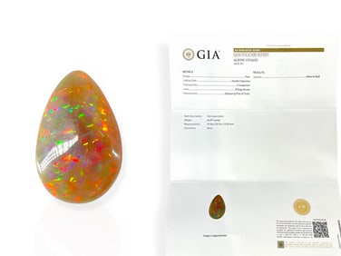 Large (64.97ct) GIA Certified Pear-Shaped Natural Opal