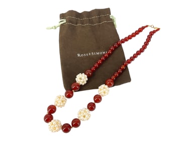 Ross + Simons Carnelian and Pearls Necklace