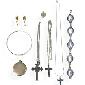 Wedgwood Silver Bracelet, Cross Necklaces, Silver Locket and More