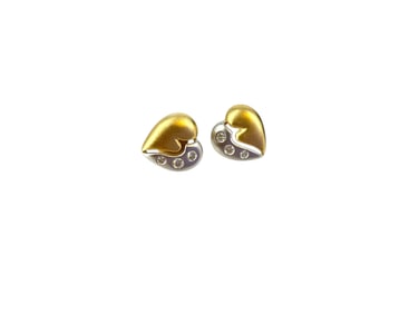 14kt Gold and Diamonds Heart Earrings