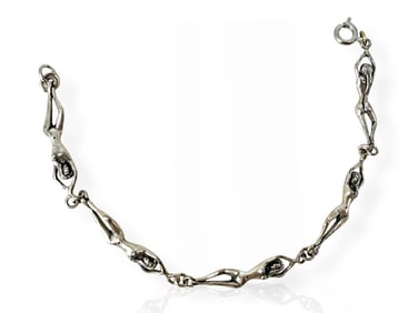 Unique Sterling Silver Bracelet w/Repeating Nude Forms