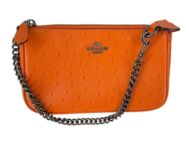 Bright COACH Embossed Ostrich-Type Leather Small Bag