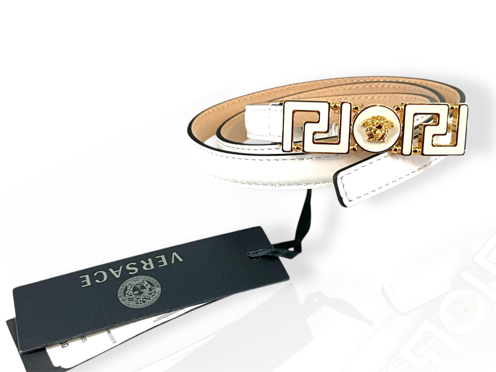 NWT White VERSACE Skinny Belt (1 of 11)