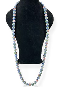 Large Bead CloisonnÈ Designed Necklace w/Fancy Clasp