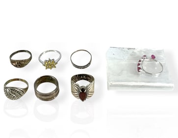 Silver Rings Including Garnet, Citrine, Marcasite and More in a Size 6