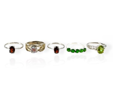 Five Rings @ Size 6 in Silver, Some w/Gemstones