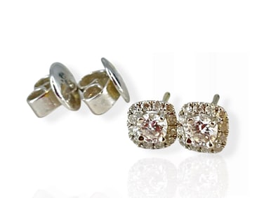 Sweet 14k White Gold Diamond Earrings - Over .20 Points