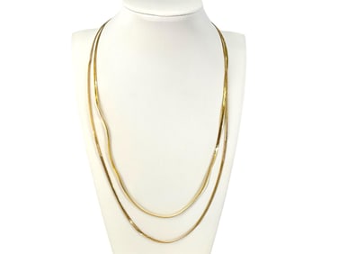 Two 14k Yellow Gold Herringbone Chains