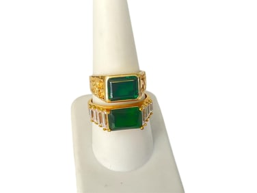 14k y/g Tourmaline Ring and Gold-Plated Fashion Ring
