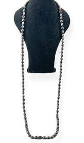 Opera-Length Black Freshwater Potato Pearl Necklace with 14k y/g Clasp