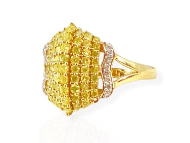 10k y/g Ring w/Tiny Yellow Diamond Decoration (One Missing Diamond)