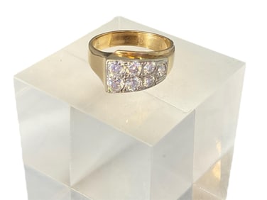Large Yellow Gold Ring w/DiamantÈ Stones