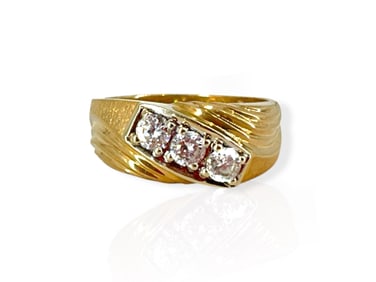 Unisex Yellow Gold Ring w/CZ Stones