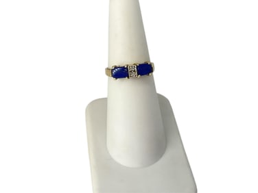 14kt Yellow Gold Ring with lapis Lazuli Stones and Diamonds