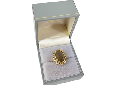 14kt Yellow Gold and Smoky Quartz Stone Ring in Box