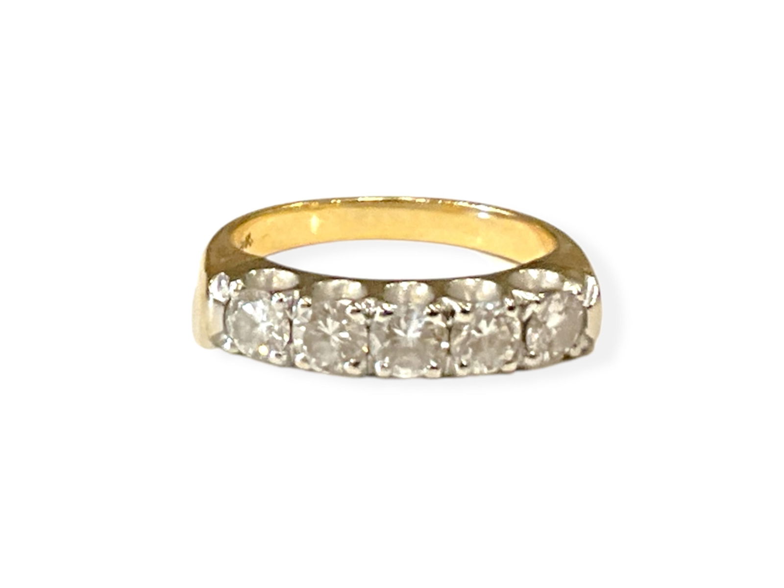 14kt Yellow Gold and Diamonds Line Ring (1 of 5)