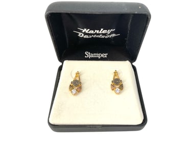 10kt Yellow Gold Harley Davidson Earrings