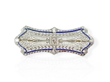 Art Deco White Gold and Diamond Pin
