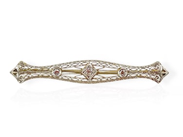 Art Deco White Gold and Diamond Pin