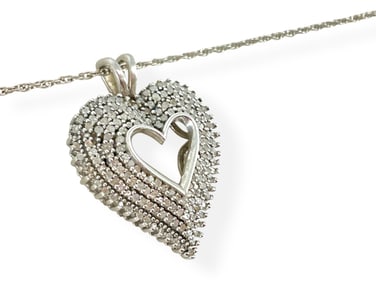 Sterling Necklace With Sterling Diamond Pendant