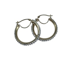 14kt Yellow Gold Hoop Earrings with Crystals