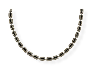 Sterling Silver Necklace with Black Onyx Stone Inlay