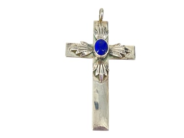 Sterling Silver Lapis Lazuli Cross Pendant