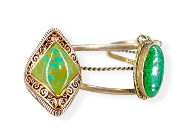 Silver-Tone Cuff Bracelet and Fancy Turquoise Ring