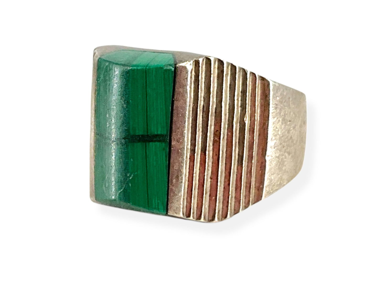 Sterling Silver and Malachite Stone Ring (1 of 6)