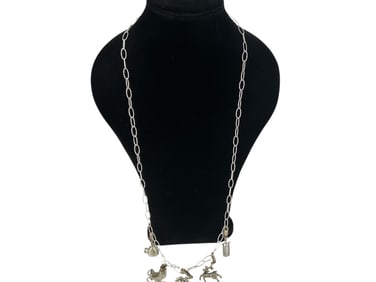 Sterling Silver Paperclip Chain Necklace with Charms