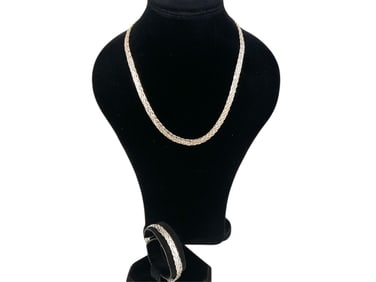 Braided Silver Neck Chain and Matching Bracelet