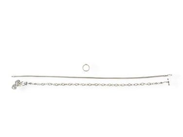 Thick Silver Snake Chain, Silver-Tone Necklace w/Heart and a Pretty Silver Band/Ring Stamped "Judith