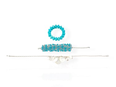 Howlite Stone Bracelet, Mother-of-Pearl Disk Accented Necklace in Sterling Silver and a Fancy