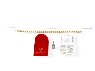 Kenneth Jay Lane Gold-Tone Large Link Necklace w/Original Branded Pouch, Signed Napier Silver-Tone