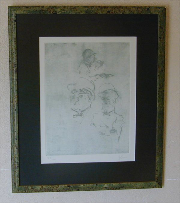 JACK LEVINE ORIG ETCHING "THIEVES" PENC: JACK LEVINE ORIG ETCHING "THIEVES" PENCIL SIGNED 83/100, 10 X 13