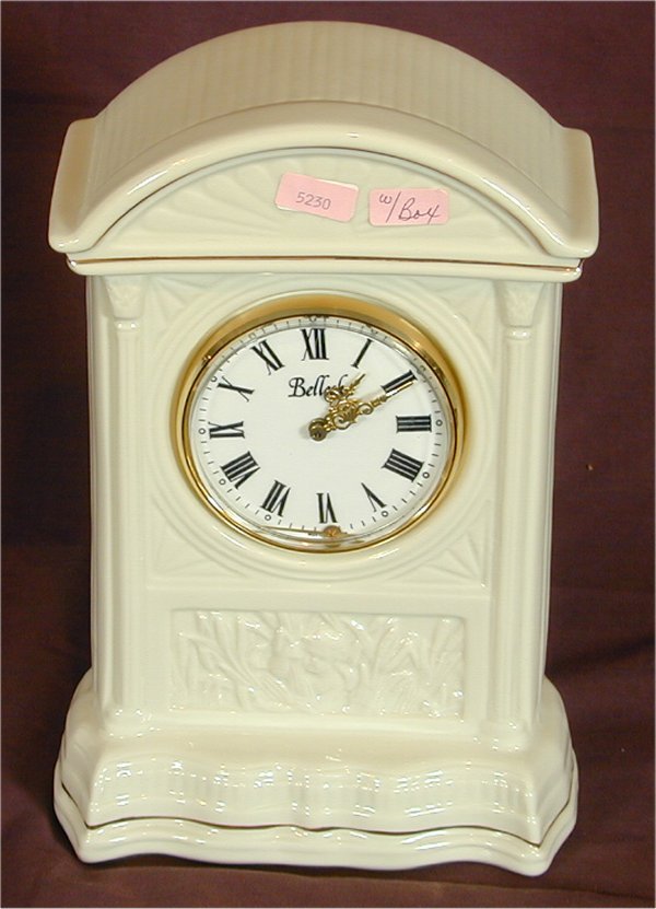 BELLEEK CHINA CHERUB MANTEL CLOCK, BLUE MARK 10"H May 14, 2004 Apple Tree Auction Center in OH