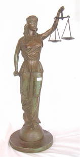 PLASTER FIGURE BLIND JUSTICE, X TO ARM 24"H: PLASTER FIGURE BLIND JUSTICE, X TO ARM 24"H