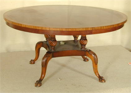 5410: WALNUT RND DINING TABLE W/BALL & CLAW FT BASE 60"