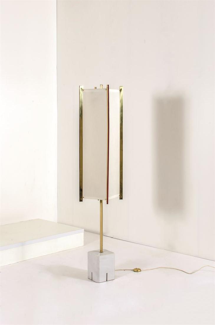 GARDELLA IGNAZIO_x000D_ Lampada LTE12: Struttura in ottone, diffusore in popeline e base in marmo.Prod. Azucena 1960 cm 180x30x30Bibl.: Giuliana Gramigna, "Repertorio del Design Italiano1950-2000", Allemandi, 2011, pag. 85